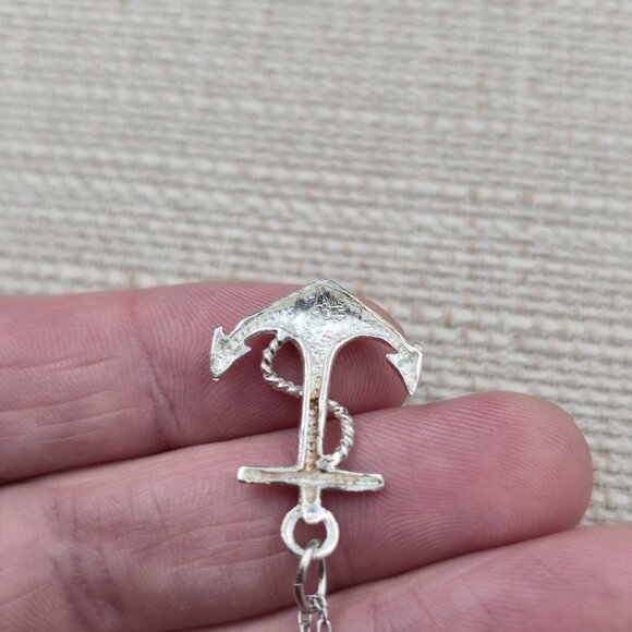 16 Inch Sterling Silver Diamond Cut Anchor Pendant Necklace A6292 - Picture 4 of 7